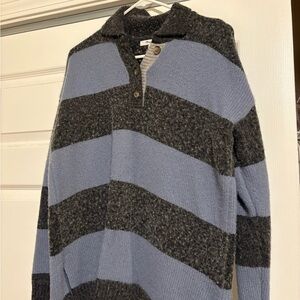 Madewell Women’s Striped Sweater - Gray and Blue